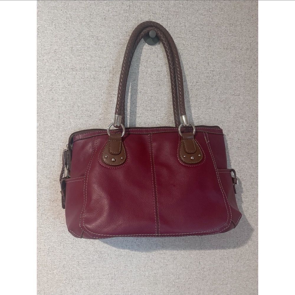 Relic braided handle burgundy/brown leather shoulder bag